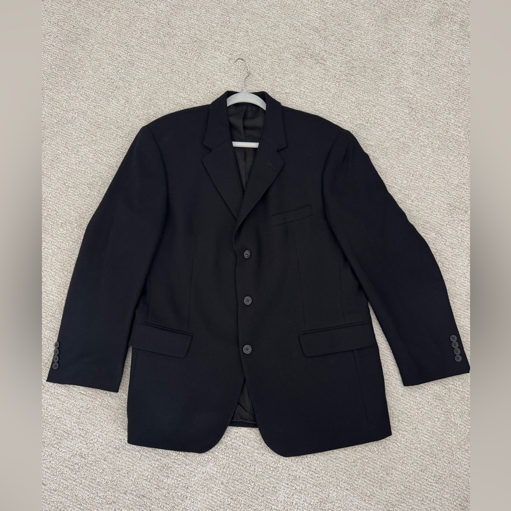 Andrew‎ Fezza Blazer Men's Black  Cashmere LambWool Blend 3 Button Sz. 43R